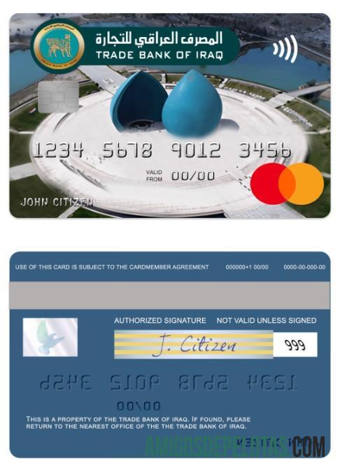 Banco Comercial do Iraque do Iraque Mastercard exemplo real